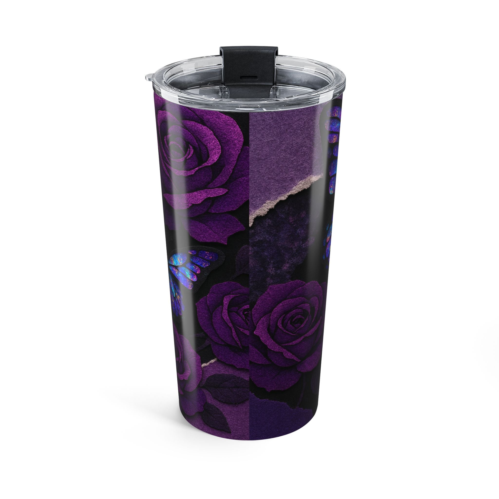 Purple Butterfly & Rose 20oz Tumbler — Insulated Travel Cup