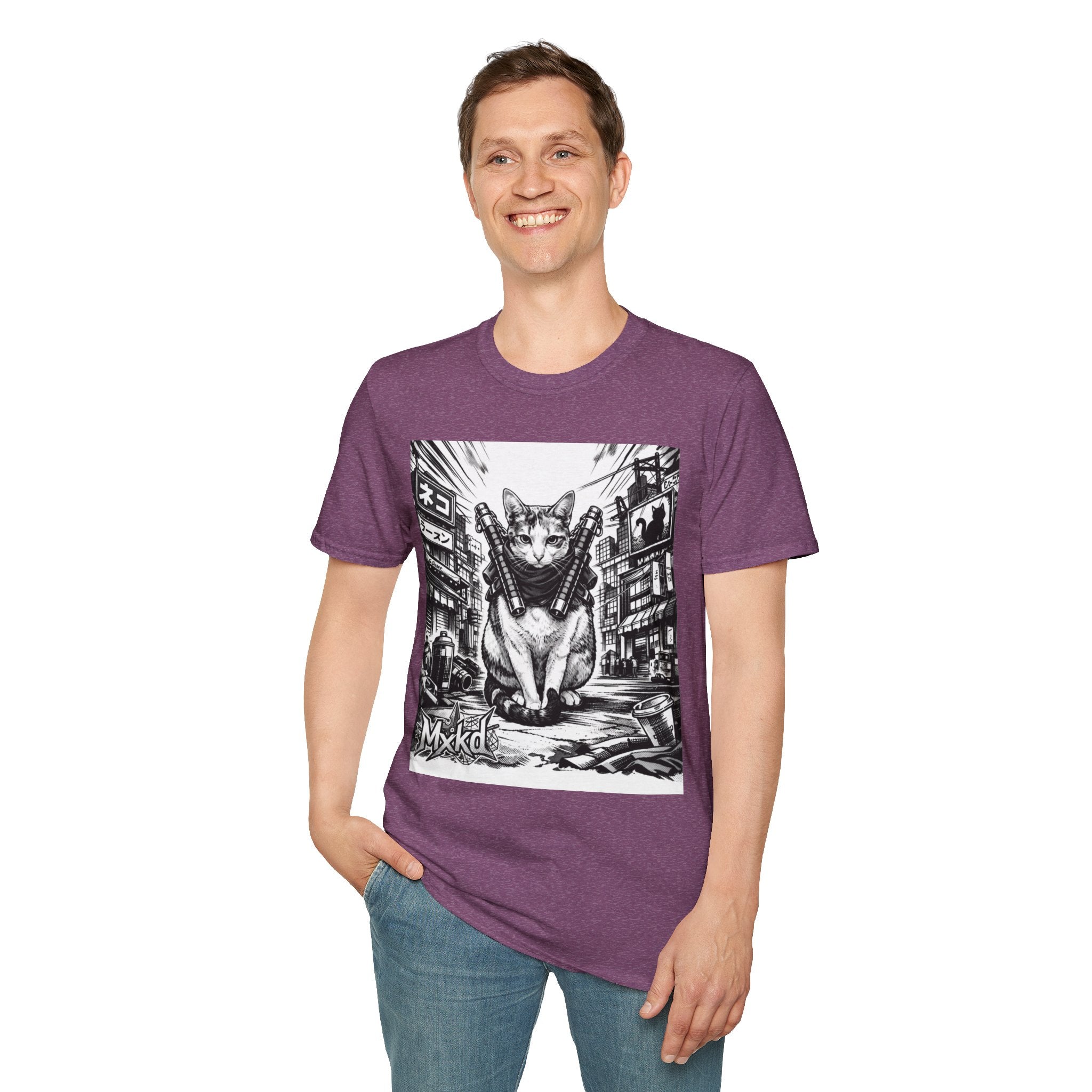 Cat Samurai T‑Shirt — Urban Noir Graphic Tee (Mxkd)