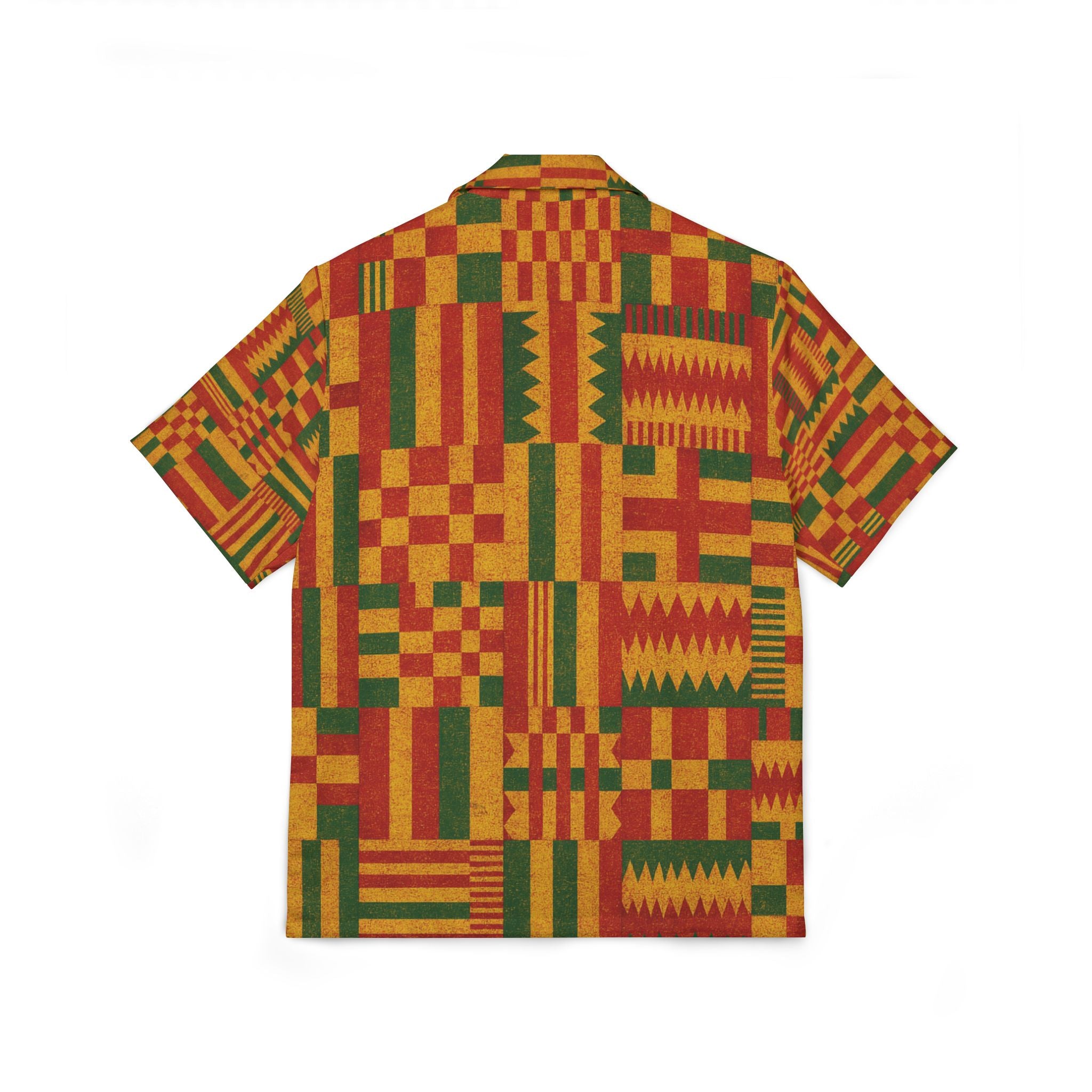 Kente Print Hawaiian Camp Shirt — African-Inspired Summer Button-Up for Men
