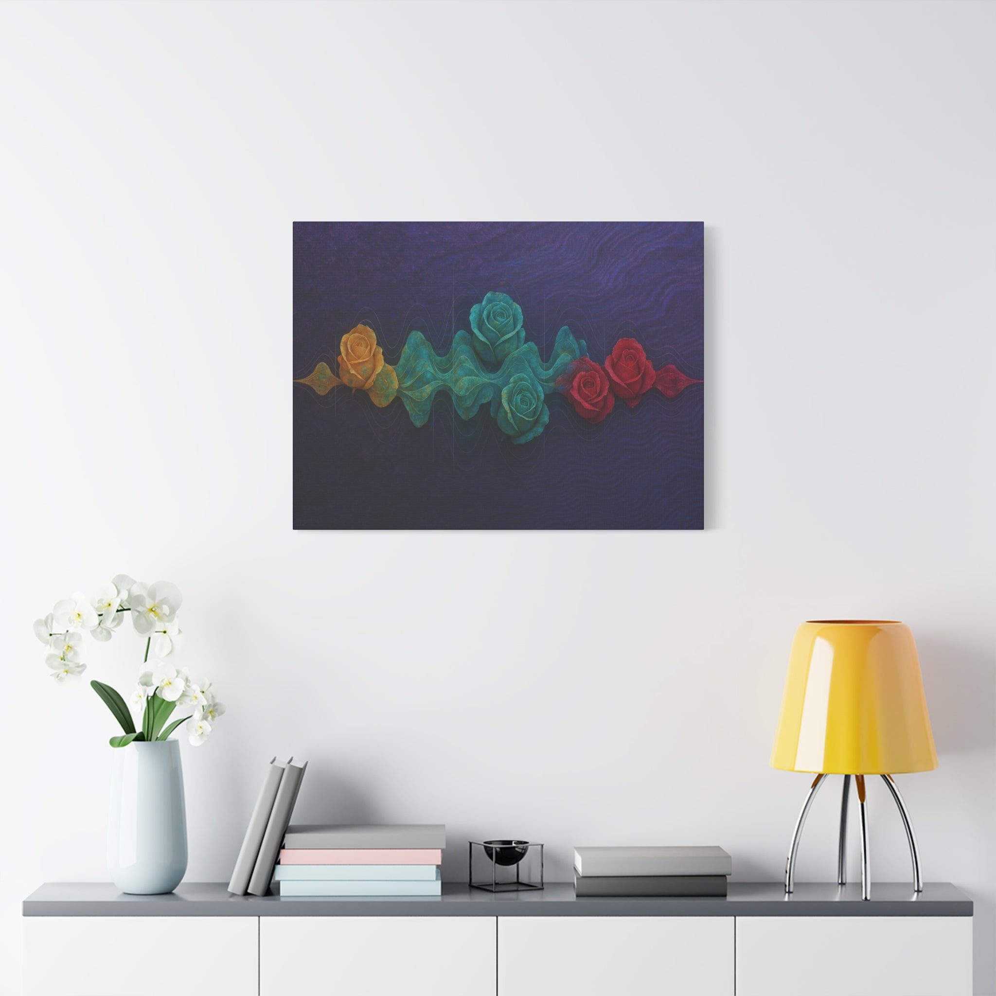 Rainbow Rose Wave Matte Canvas Print — Stretched 1.25" Wall Art