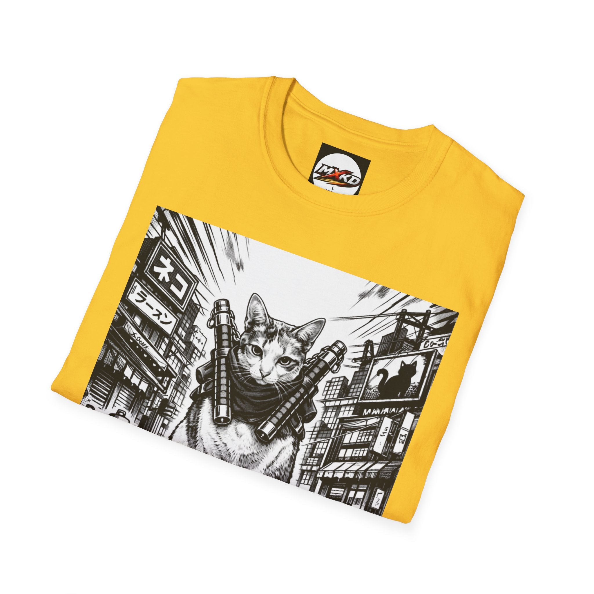 Cat Samurai T‑Shirt — Urban Noir Graphic Tee (Mxkd)