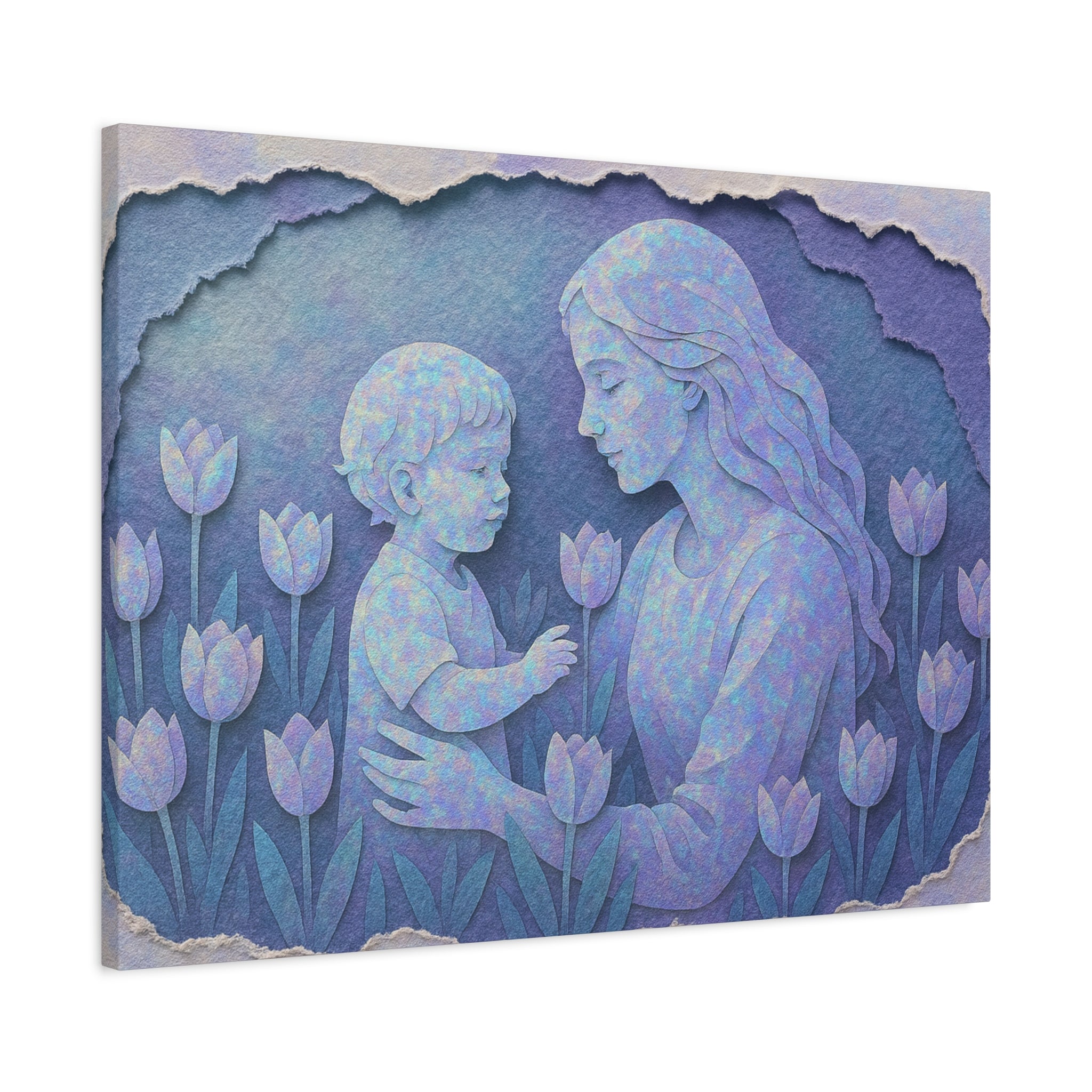 Mother and Child Tulip Matte Canvas Wall Art — Stretched 1.25"