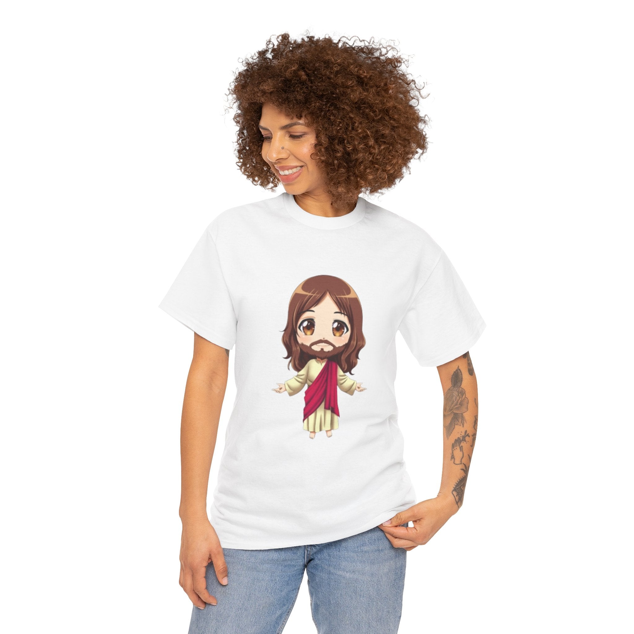 Christian Jesus Tee — Cute Chibi Front & Classic Back Religious T-Shirt