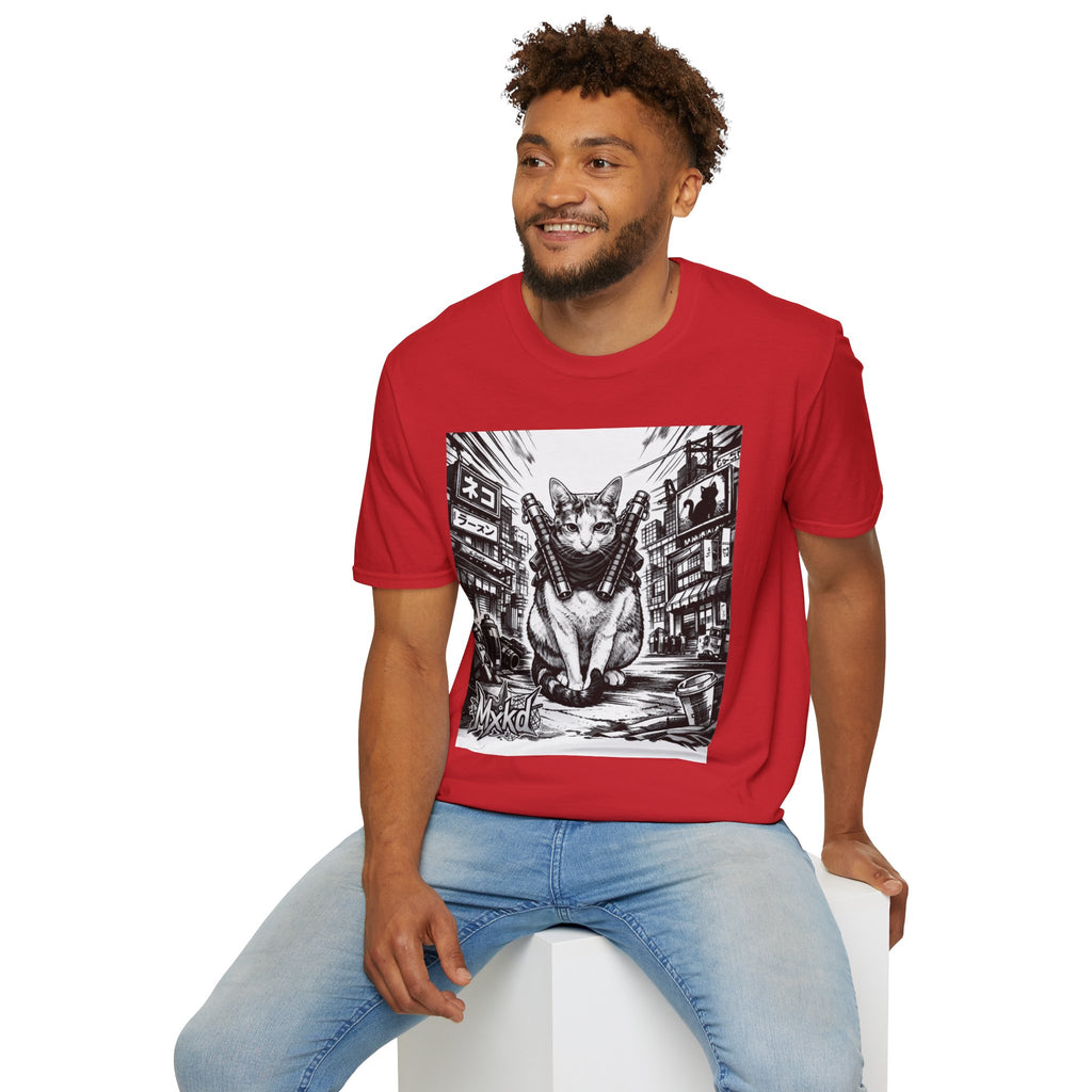 Cat Samurai T‑Shirt — Urban Noir Graphic Tee (Mxkd)