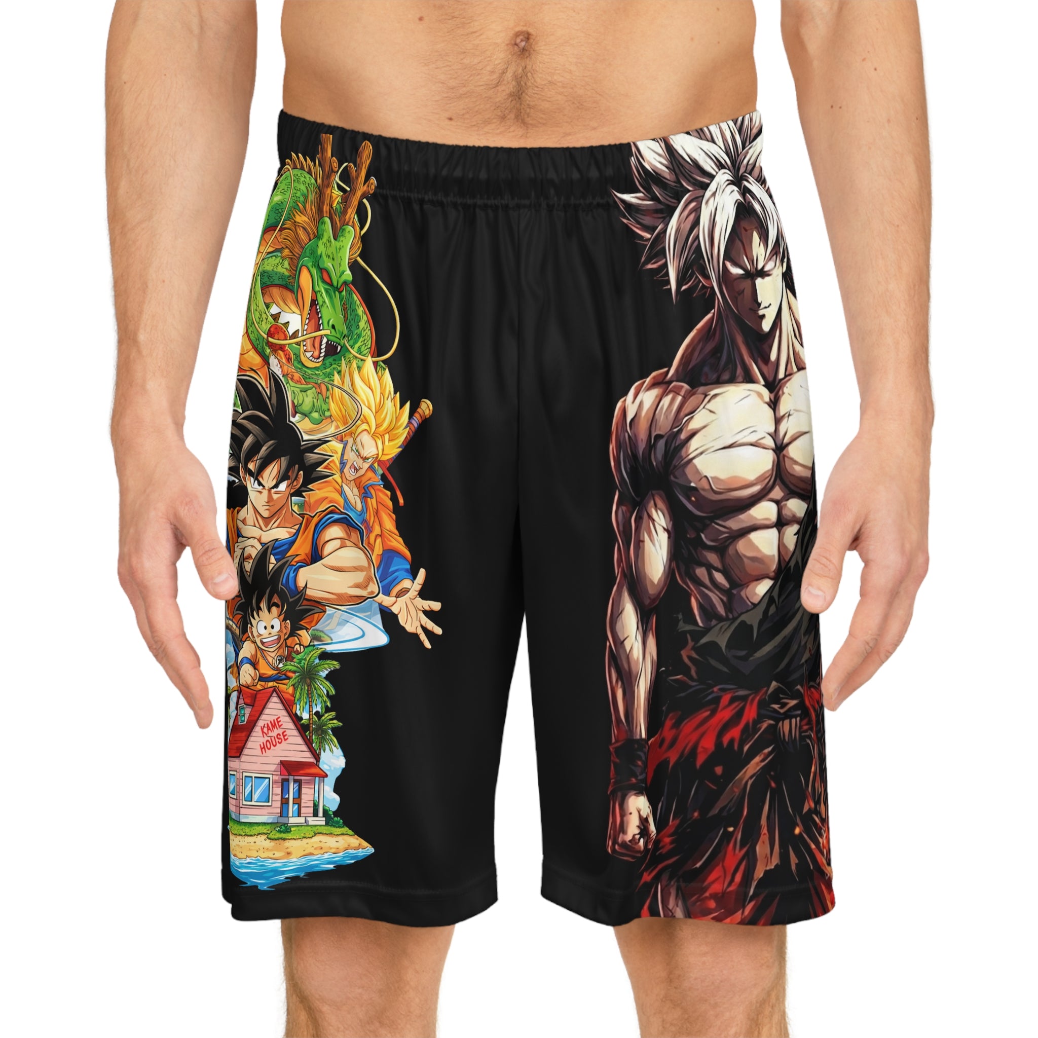 Dragon Ball Z All-Over Print Basketball Shorts — Goku & Vegeta Anime Lounge/Activewear