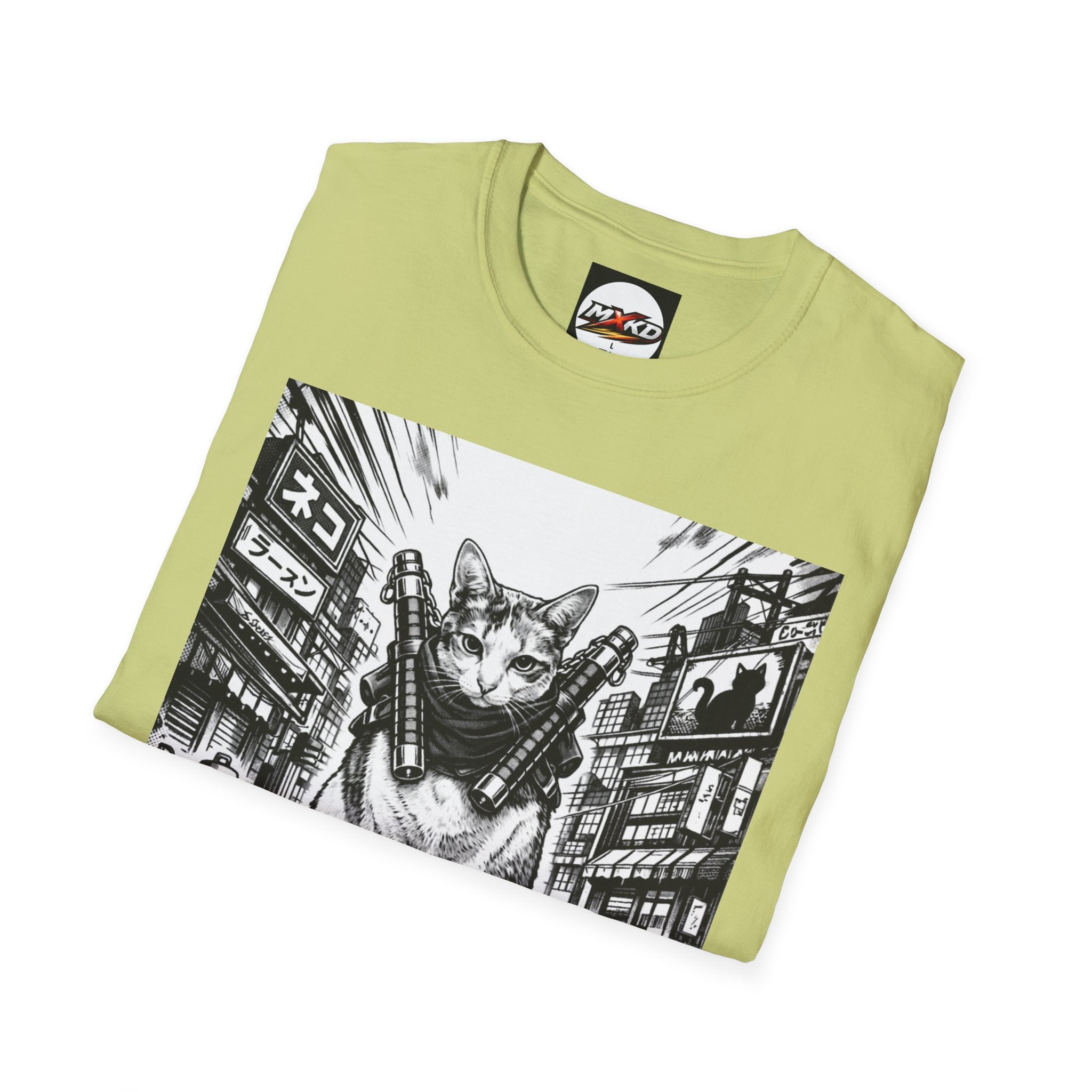 Cat Samurai T‑Shirt — Urban Noir Graphic Tee (Mxkd)